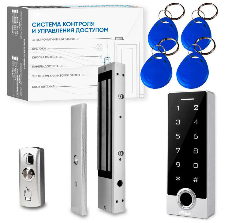 Комплект СКУД KIT-TF2MF-WP-W-350 для улицы, до 10000 пользователей, металл, тип Mifare, магнитный замок 350 кг