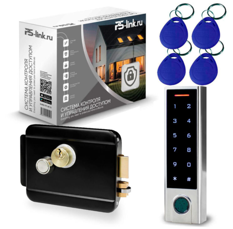 Система СКУД Ps-Link KIT-HF3WF-B/ сканер отпечатков / эл. механический замок / RFID, WIFI