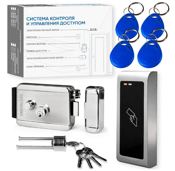 Комплект СКУД Undino KIT-CR301EM-SS с нержавеющим замком, RFID, бюджет 10000
